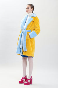 Juliette Faux Fur Coat in Yellow