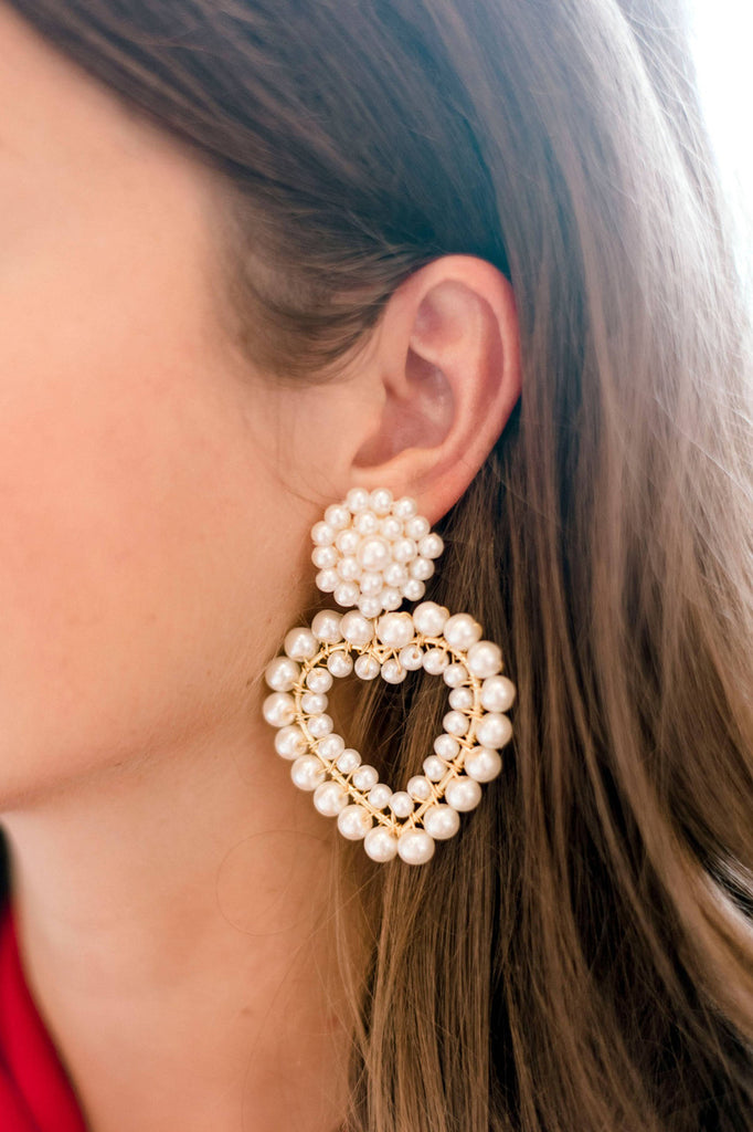 fcity.in - Alysa Pearl Heart Earrings / Fashionable Earrings Studs