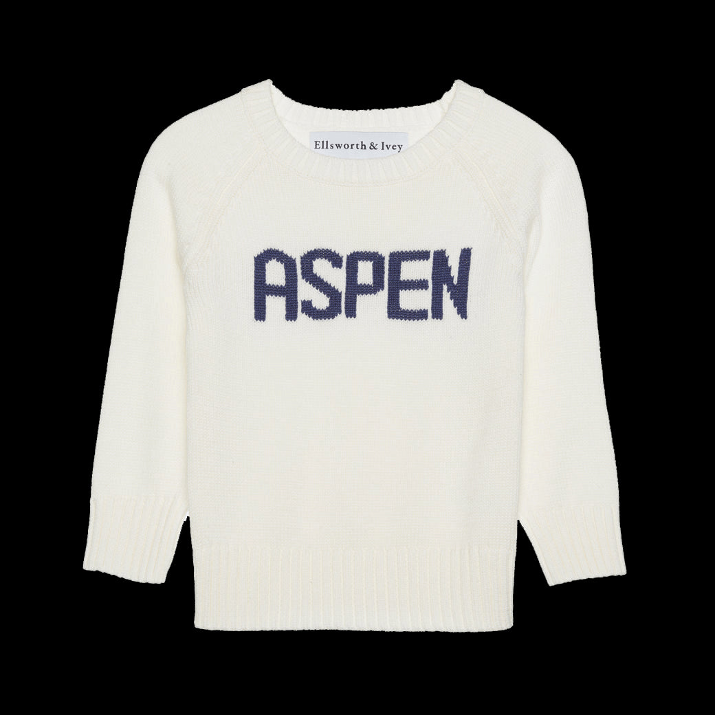 Kid's ivory and navy Aspen sweater