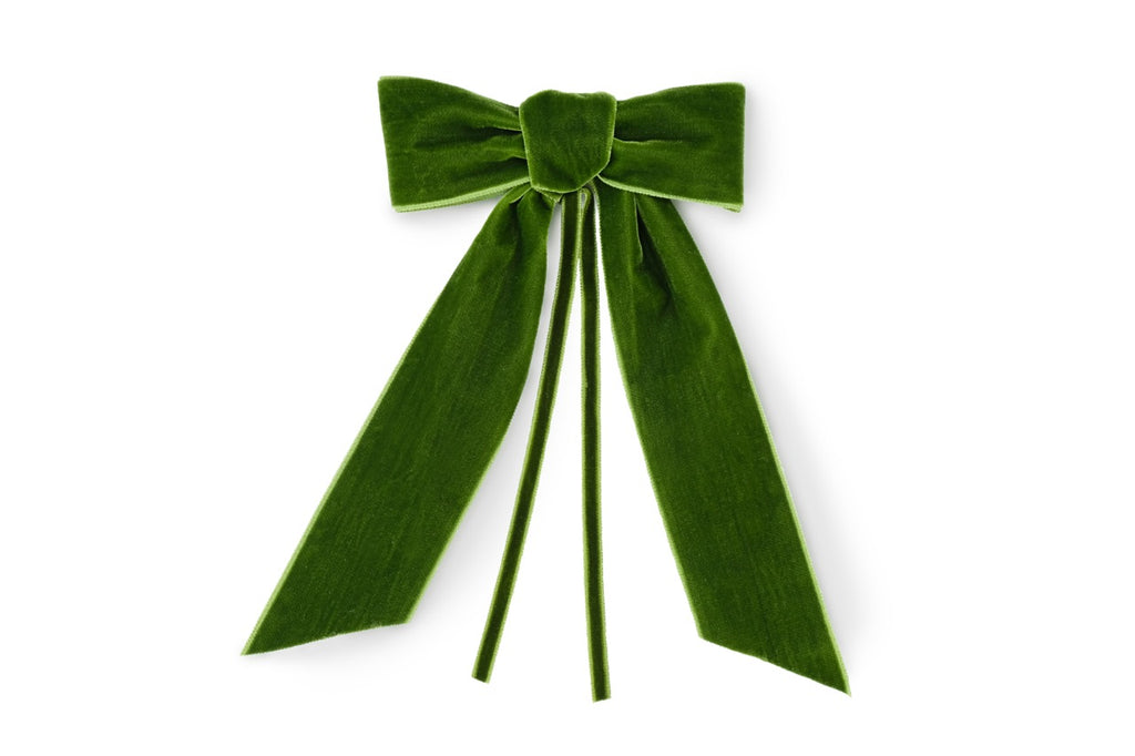 Spring Green Velvet Napkin Bows, Set of 4