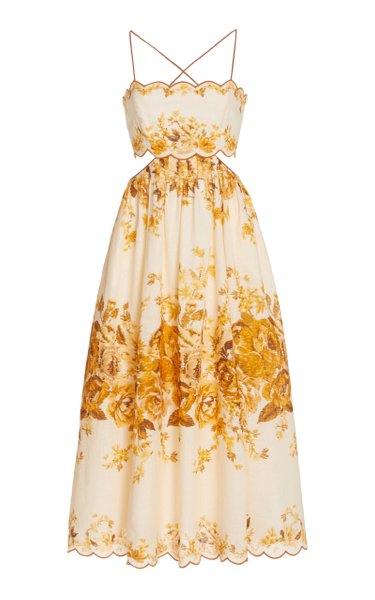 Aliane Cutout Linen Midi Dress