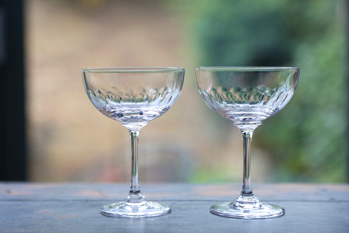 Crystal Champagne Saucers with Lens Design
