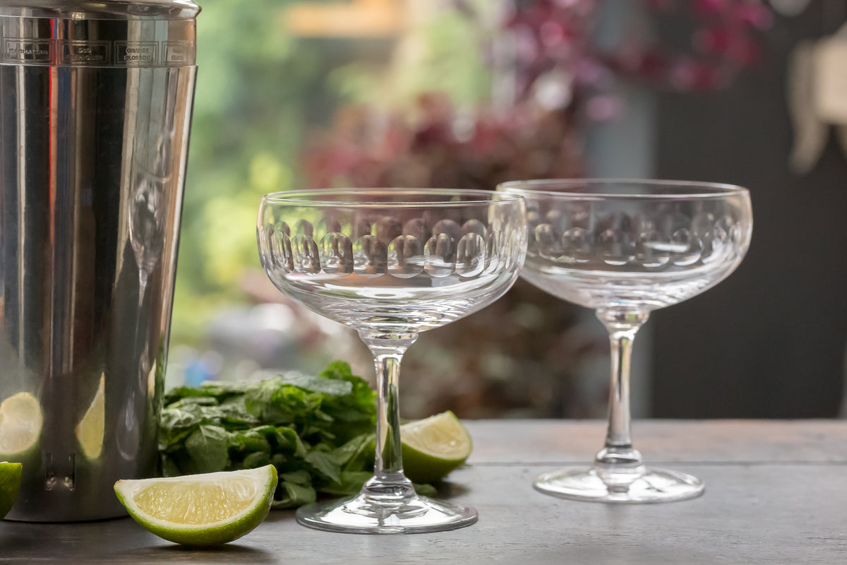 Crystal Cocktail Glasses with Lens Design, Set of Four