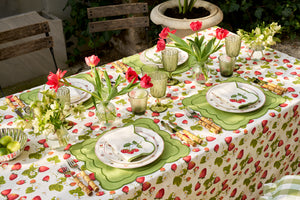 Strawberry Placemat and Napkin Set in Green