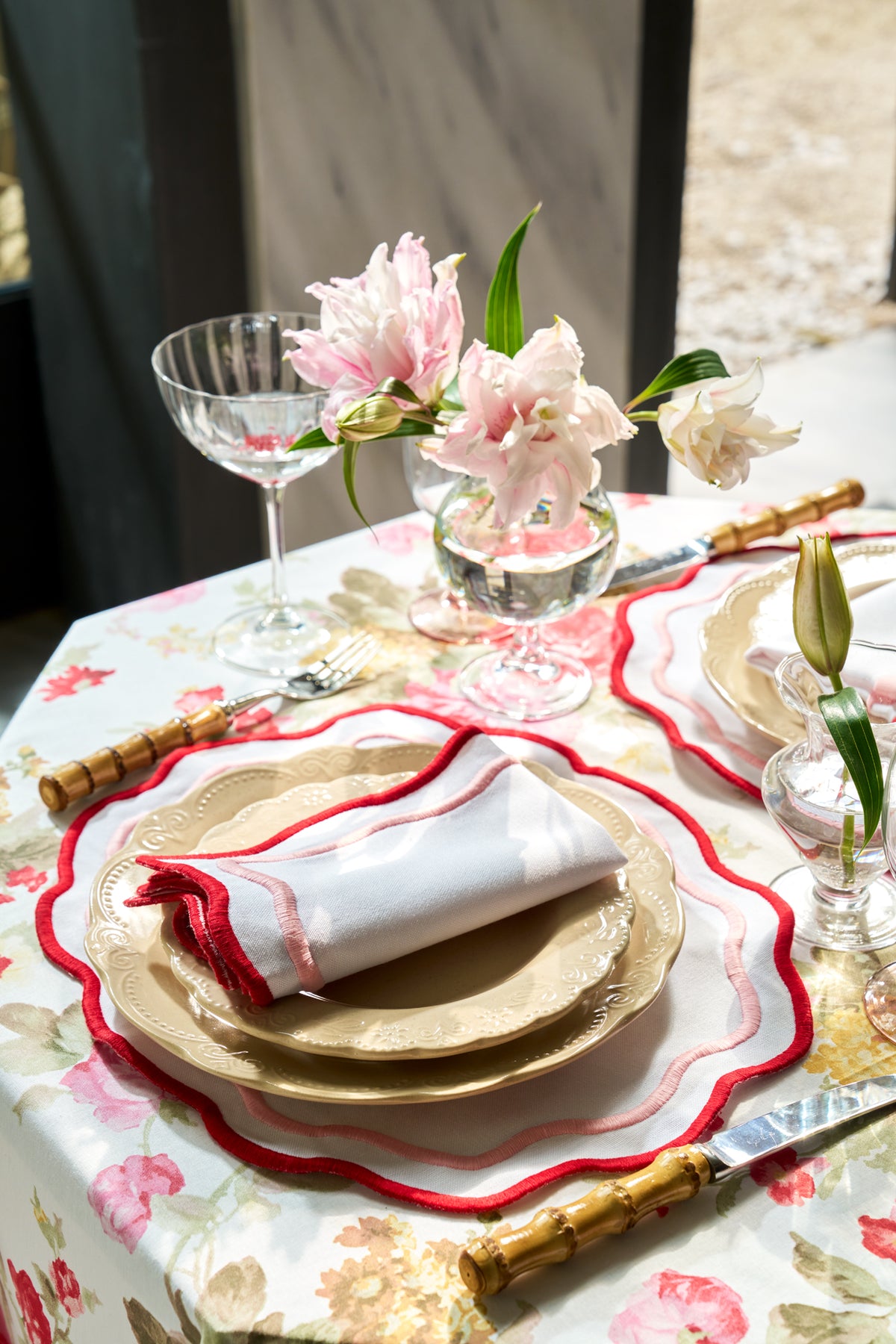 Morgan Placemat and Napkin Set in Pink