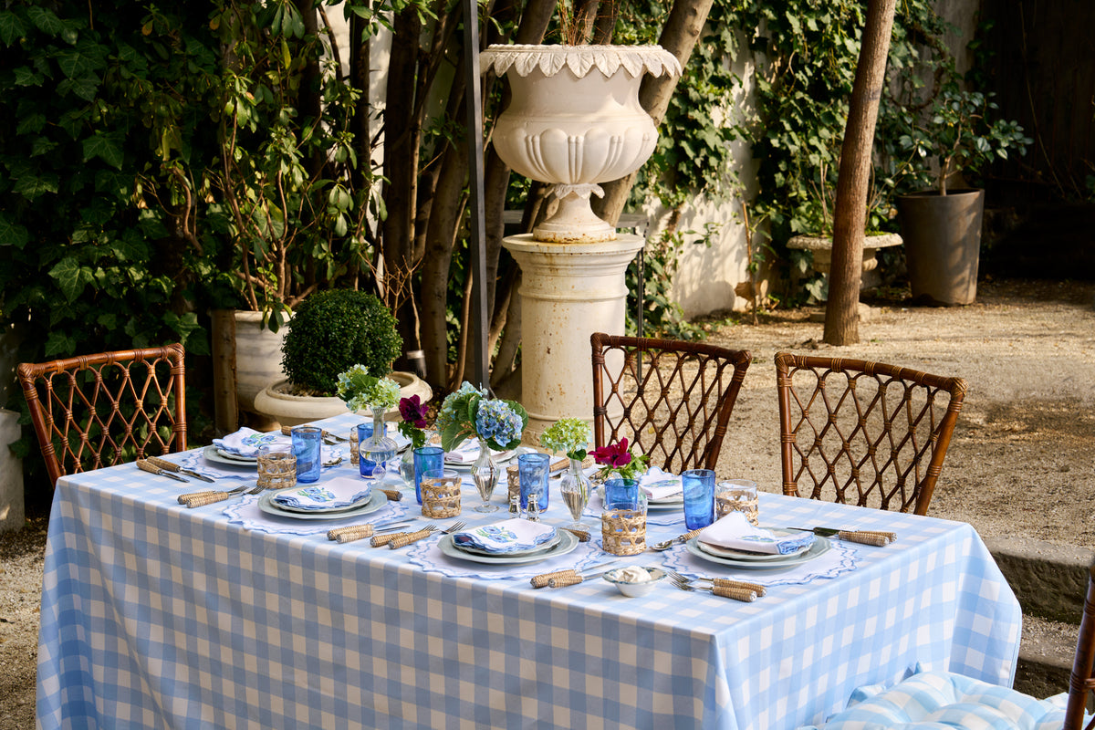 Chloe Gingham Tablecloth in Blue