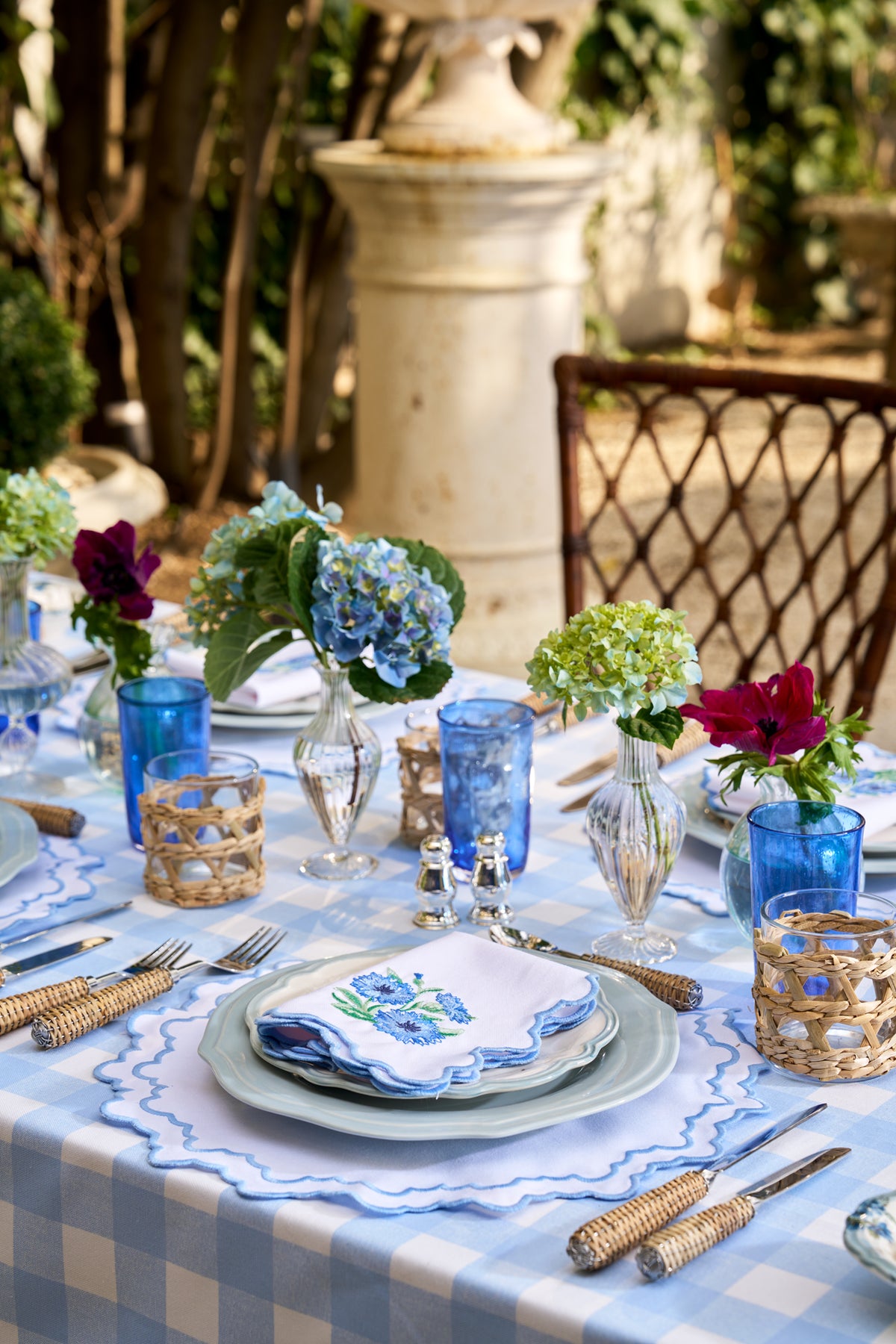 Chloe Gingham Tablecloth in Blue