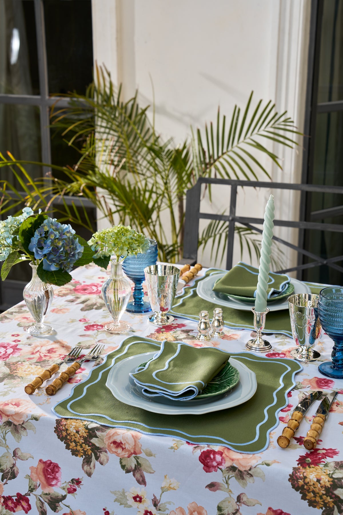 Wild Roses Tablecloth in Blue