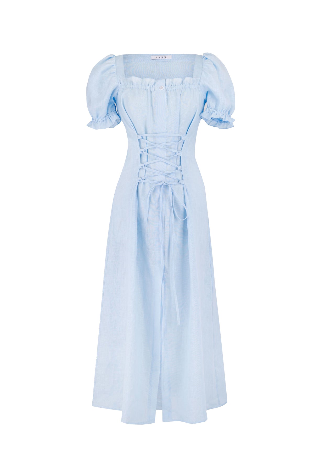 Marquise Linen Dress in Azure Blue