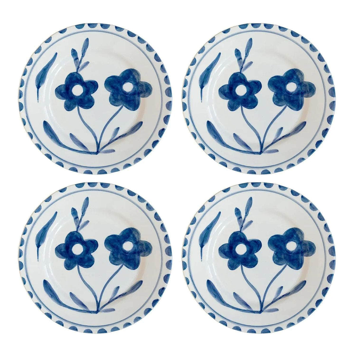 Blue flowers Dessert Plate - Set of 4