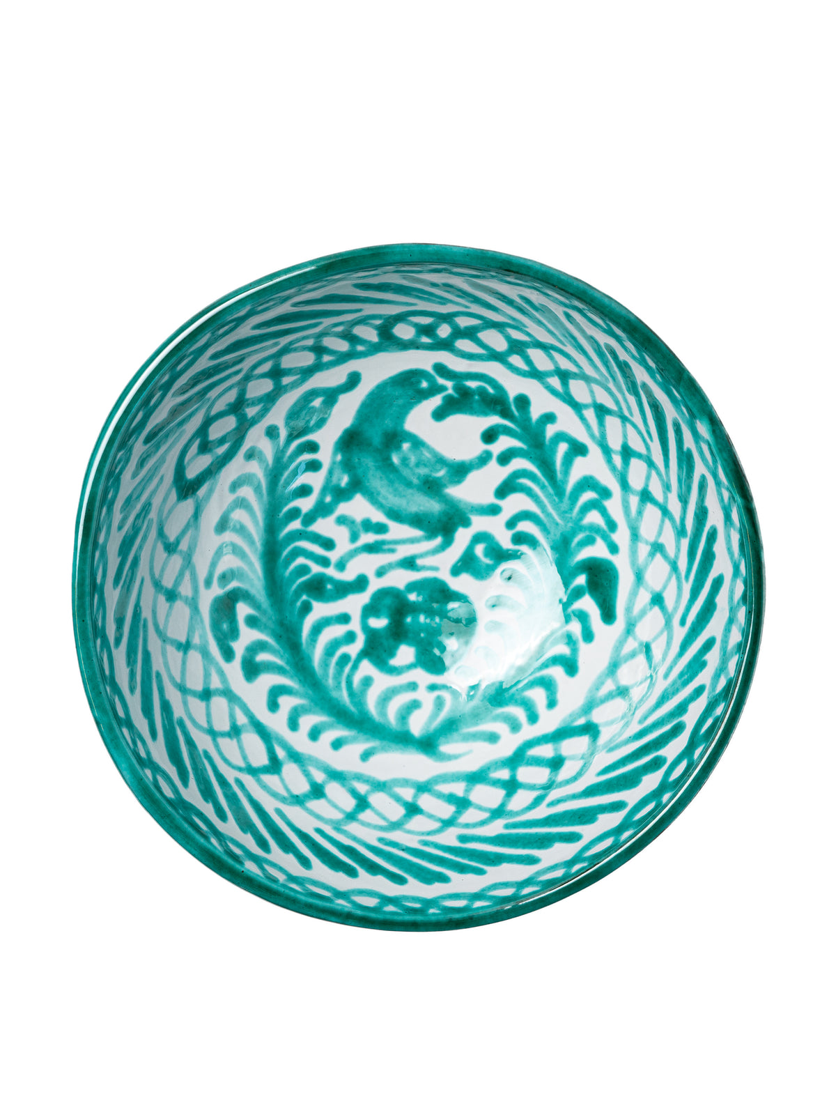 Casa Verde Medium Bowl with Hand-painted Designs