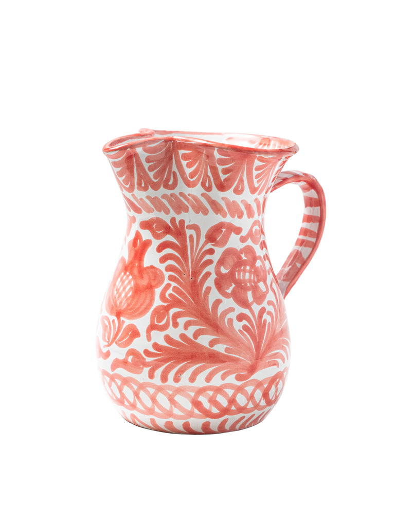 Casa Coral Medium Pitcher with Hand-painted Designs