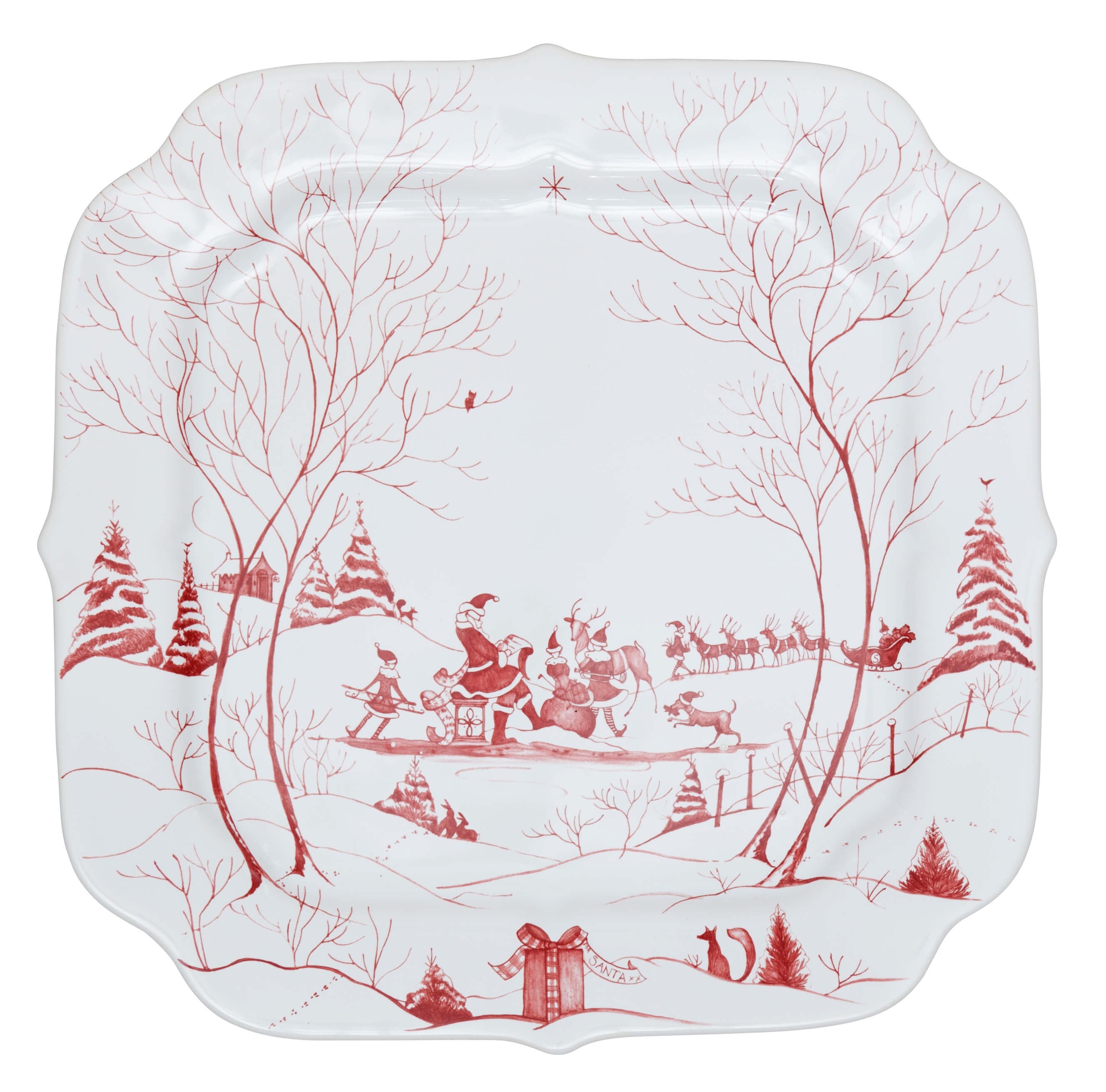 Country Estate Winter Frolic Ruby Santa’s Cookie Tray Naughty and Nice List