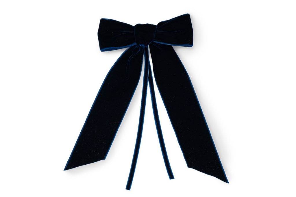 Navy Velvet Napkin Bows, Set of 4