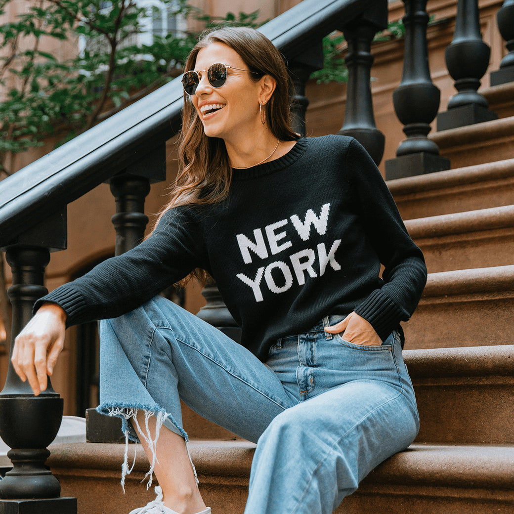 Women's New York sweater on a person