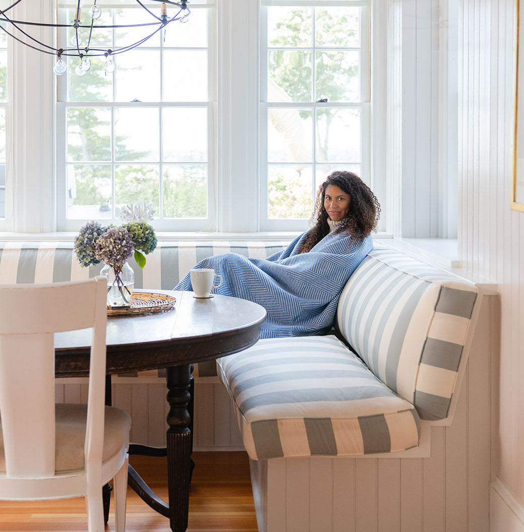 Harborview Herringbone Light Blue ChappyWrap Blanket | Over The Moon