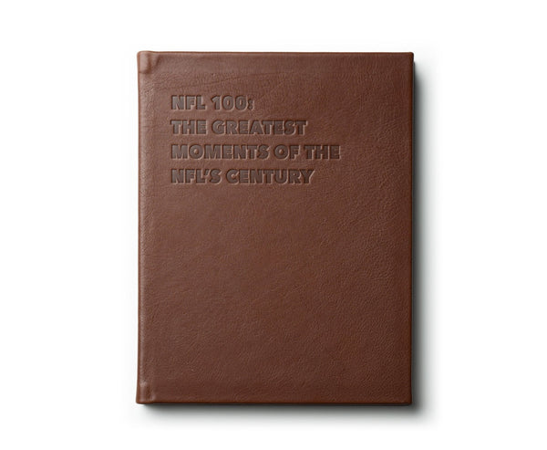NFL 100 Greatest Moments Book in Vintage Chestnut Leather | Over