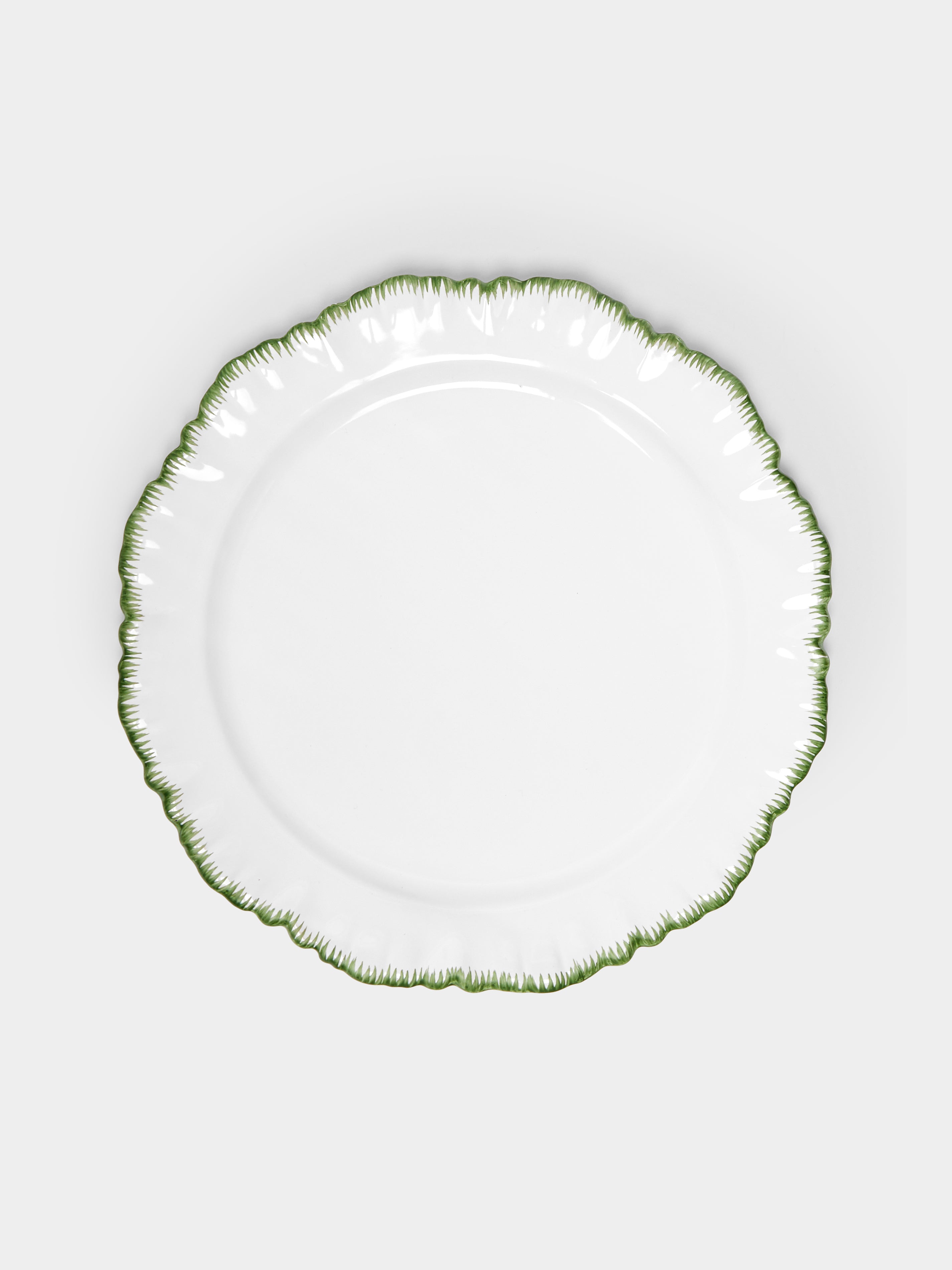 Combed Edge Hand-Painted Ceramic Dinner Plate