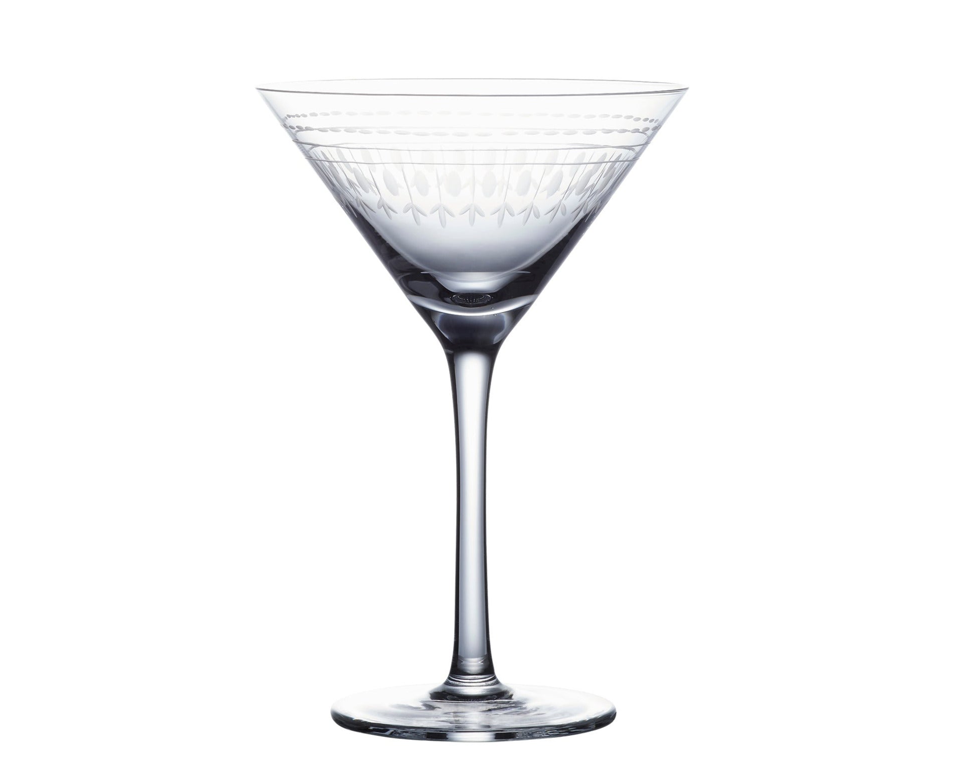 Crystal Martini Glasses With Ovals Design, Set of 2