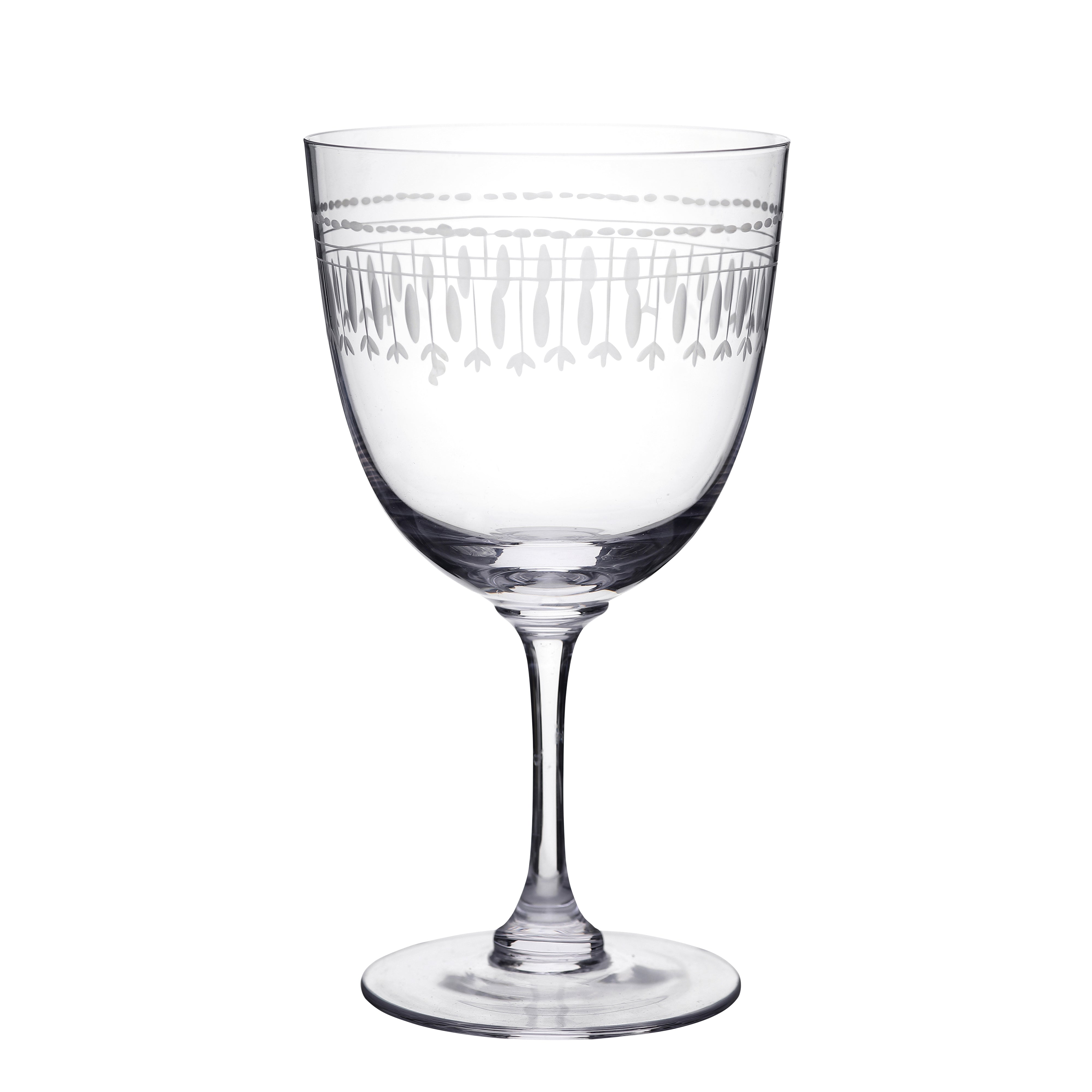 Crystal Wine Glasses with Ovals Design, Set of Six