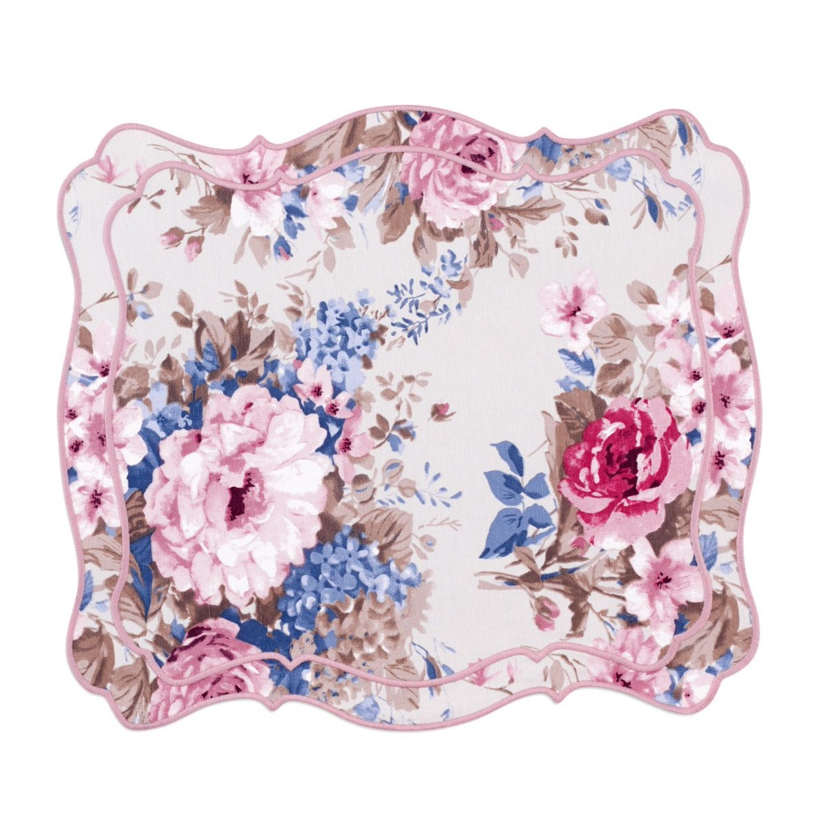 OTM Exclusive: Aline Placemat and Napkin Set in Cream with Rose Quartz Embroidery