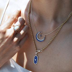 Firmament Crescent Moon and Star Necklace