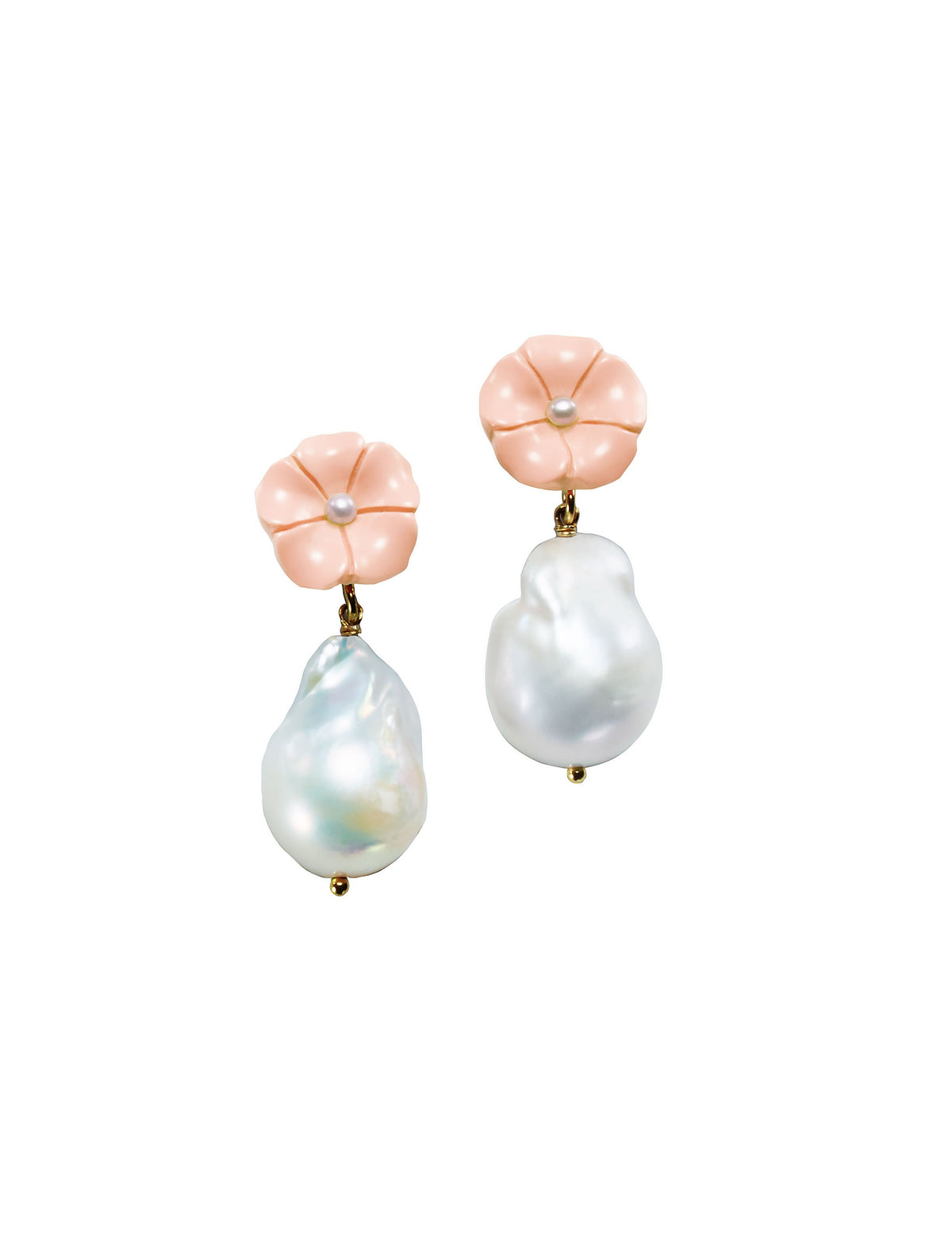 Pearl Drop Earrings in Pink