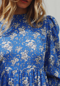 Pink City Prints Royal Blue Bouquet Petworth Dress