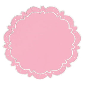 Pink Ava placemat with white embroidery