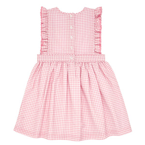 Girl's Pink Guava Gingham Pinafore Dress