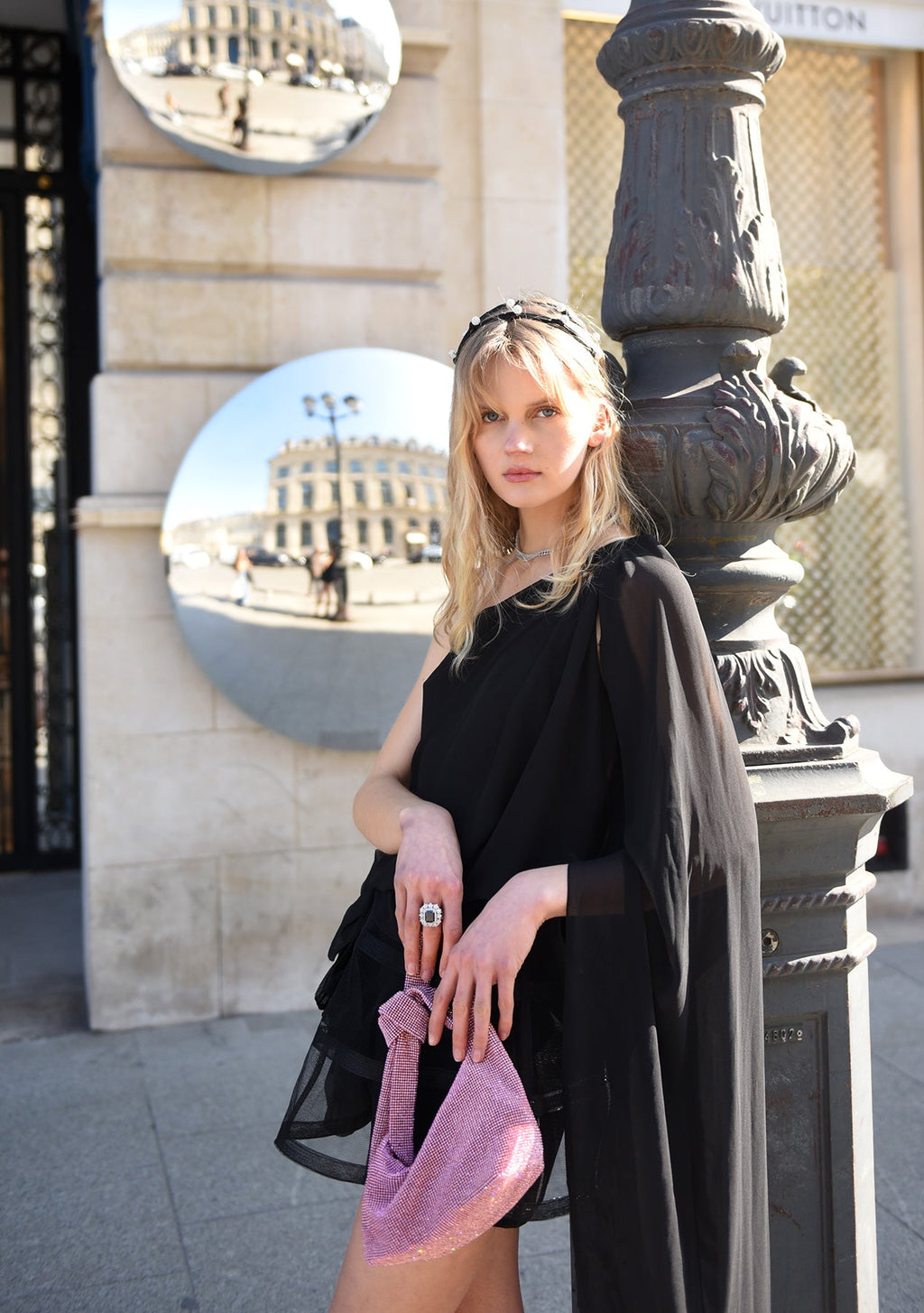 Waverly Pink Rhinestone Mesh Bag