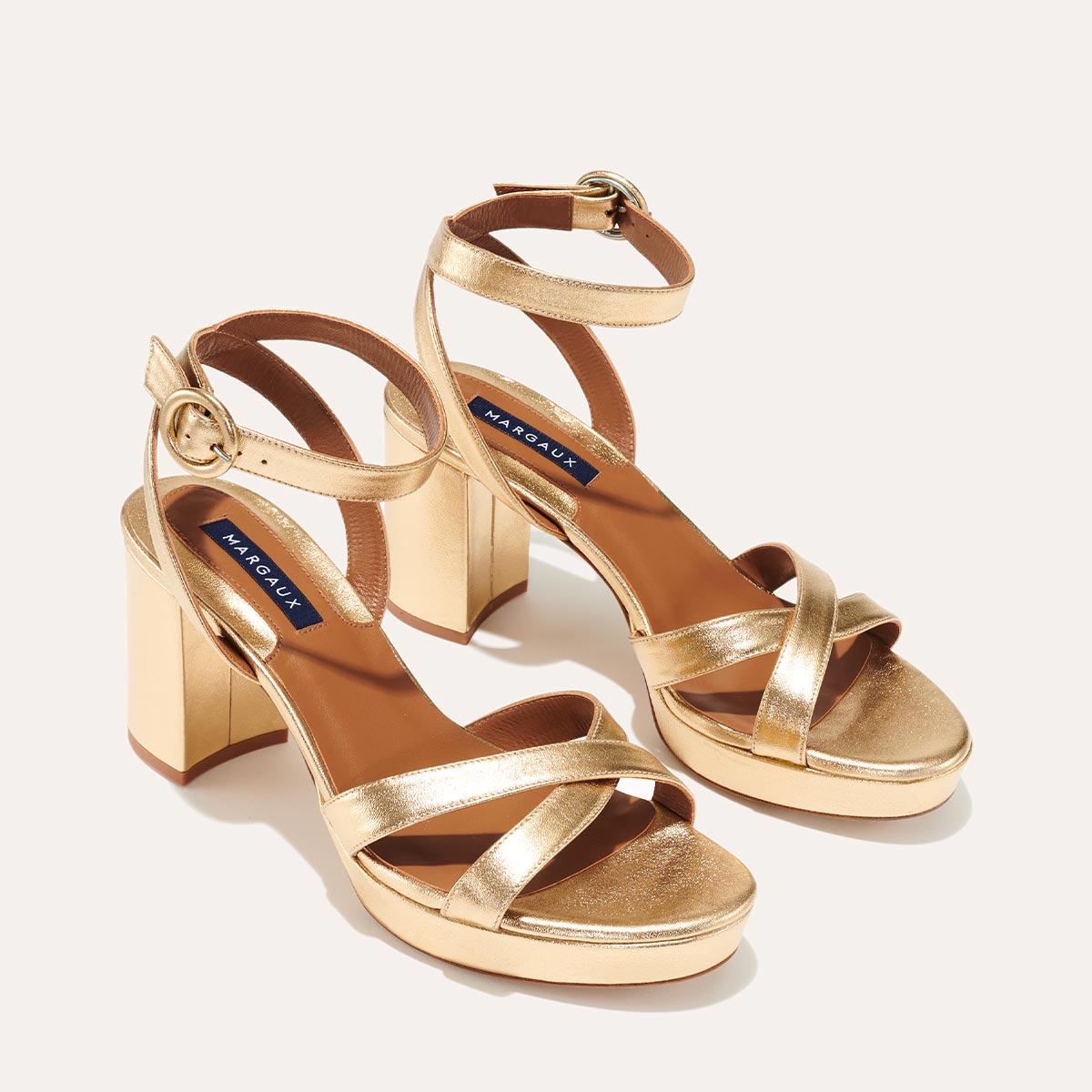 The Platform Sandal in Gold Nappa