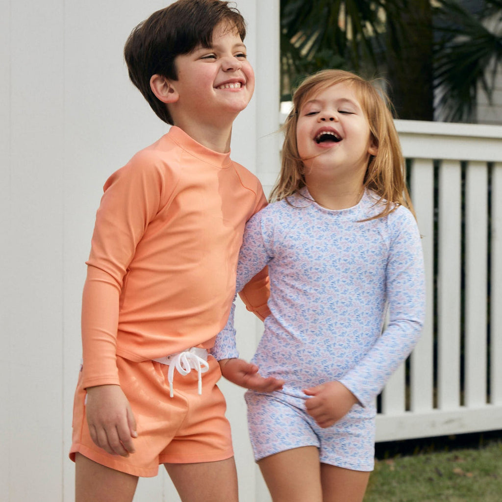 Children's Unisex Briland Blue Botanic Long Sleeve Rashguard One Piece