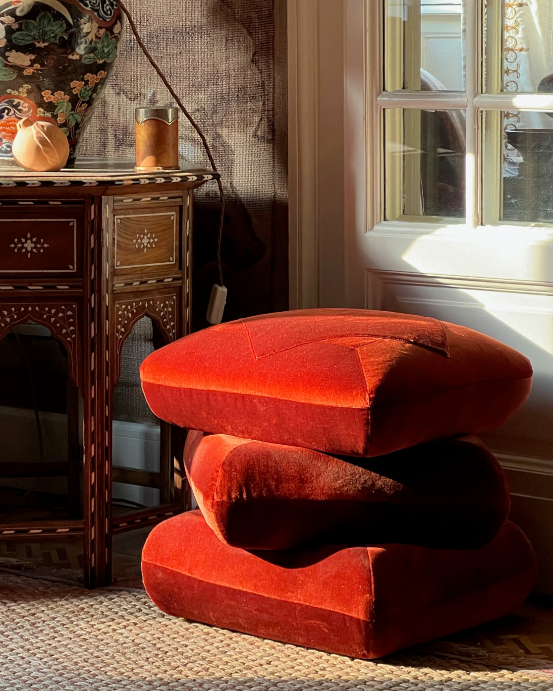 Velvet Pouf Pumpkin