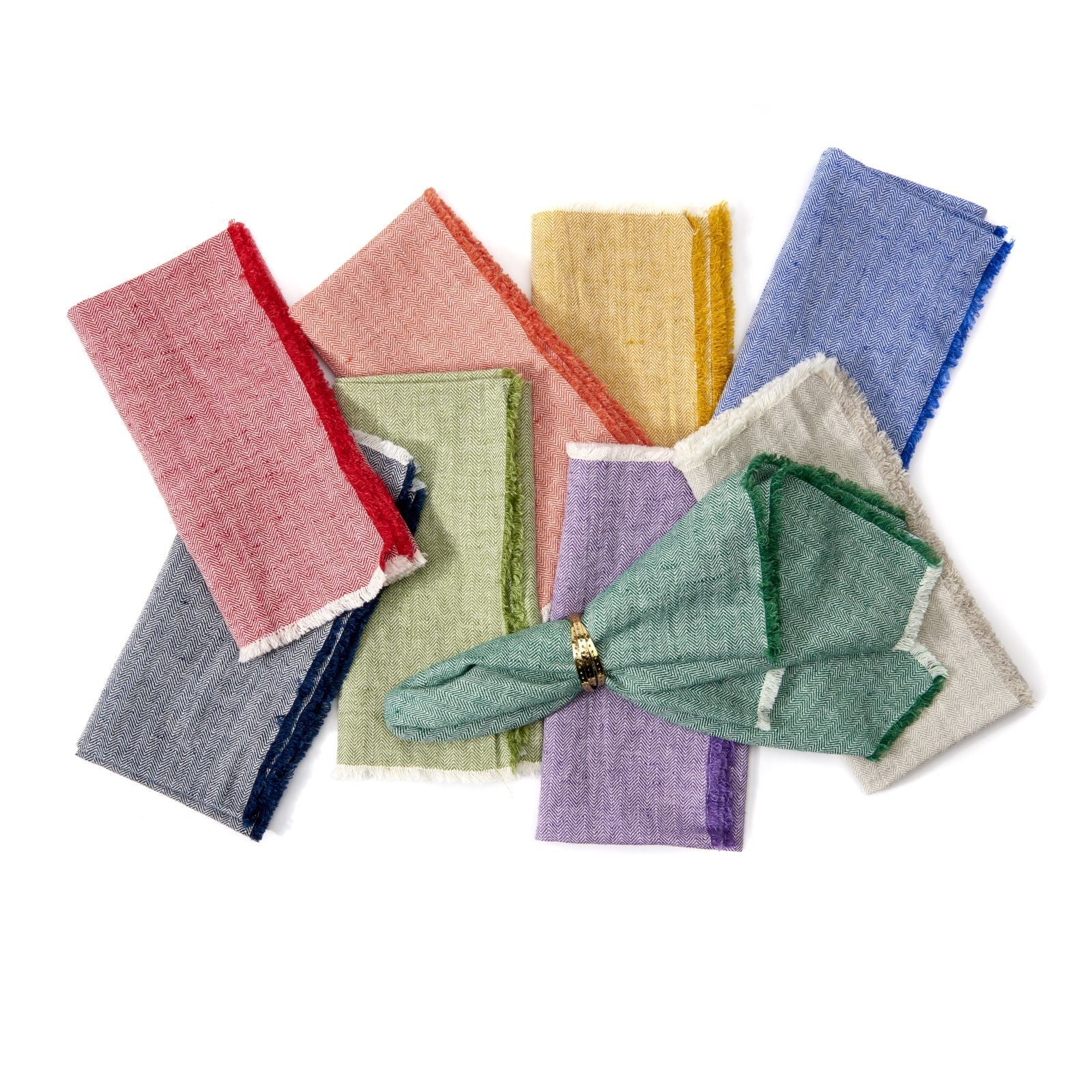 21" Herringbone Fringe Napkin - Blue