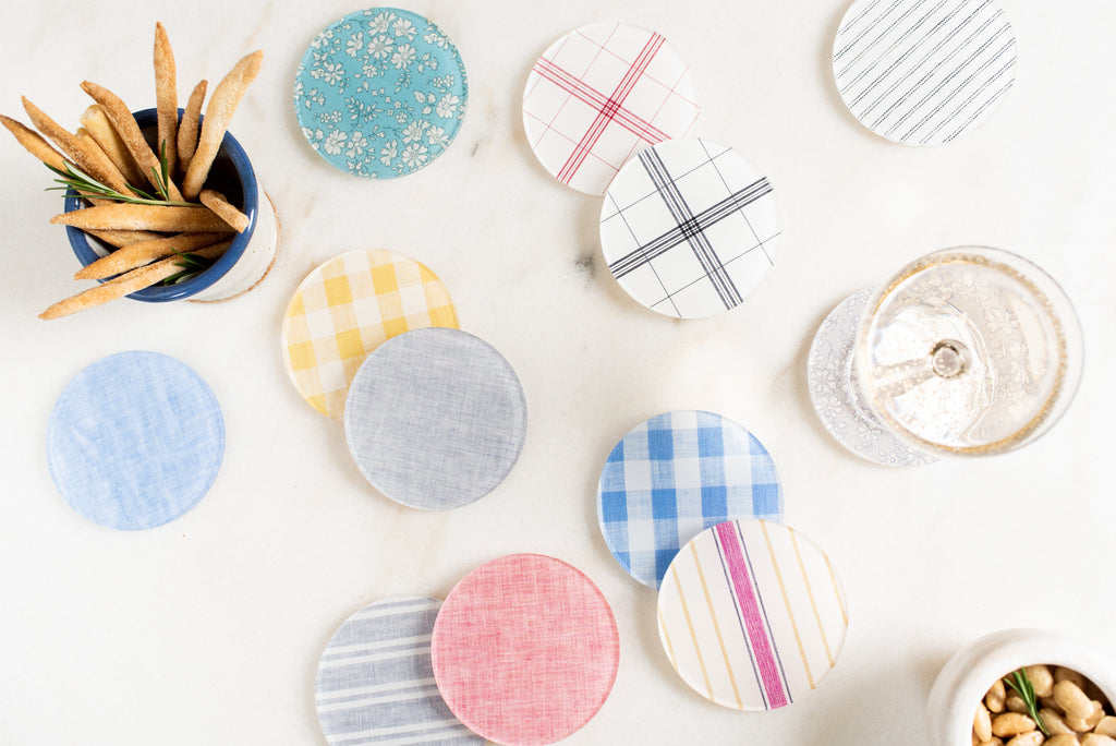 Wadsworth Goldenrod Gingham Coaster Set