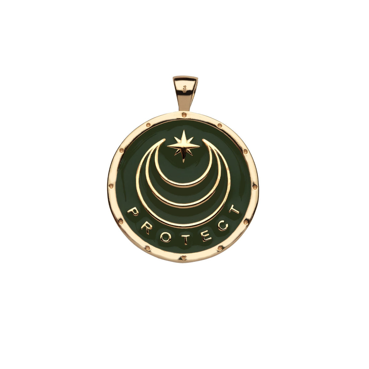 Protect JW Original Pendant Coin Necklace In Green Enamel