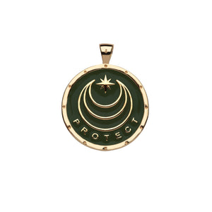 Protect JW Original Pendant Coin Necklace In Green Enamel