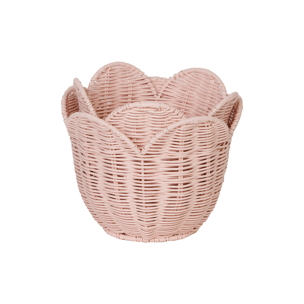 Scallop Rattan Basket, Small | Serena & Lily