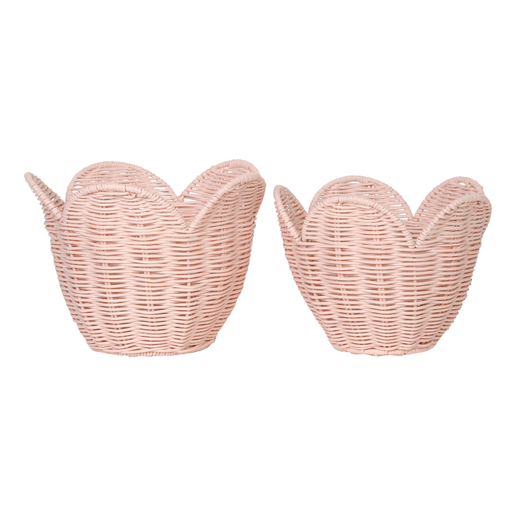 Scallop Rattan Basket, Small | Serena & Lily