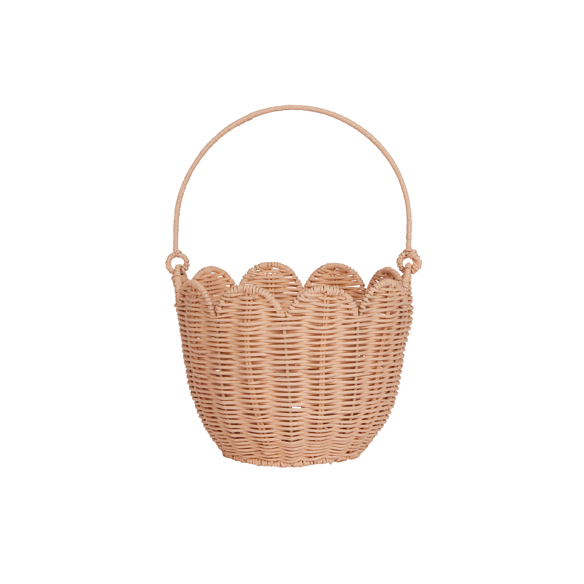 Rattan Tulip Carry Basket in Seashell Pink