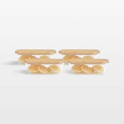 7-Cup Rectangular Glass Storage Container with Bamboo Lid