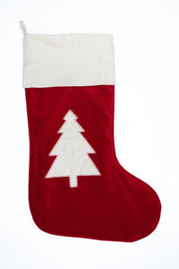 Christmas Stockings Christmas Tree Hand Embroidery on Velvet