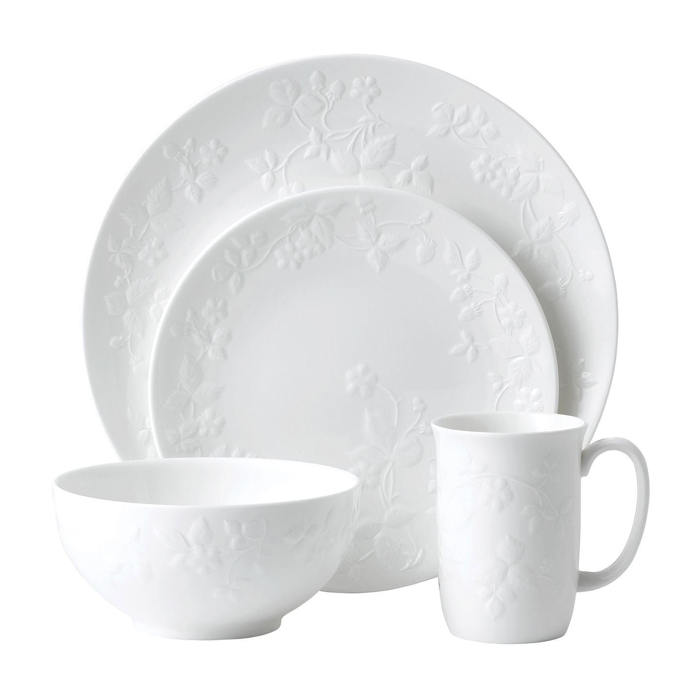 Wild Strawberry White 4-Piece Place Setting