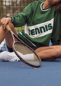 Retro Block Tennis Sweatshirt in Green