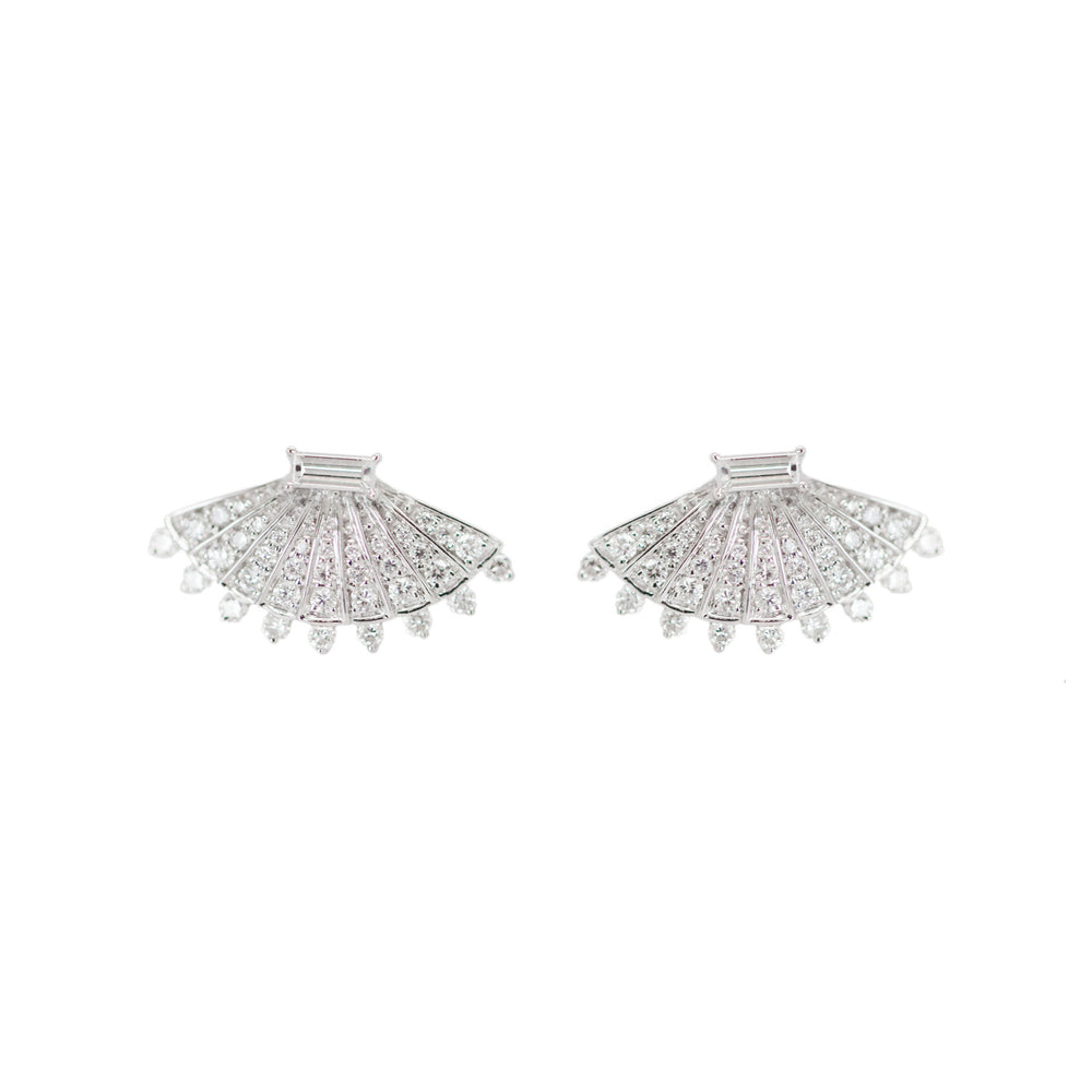 Rounded Fan Diamond Earrings