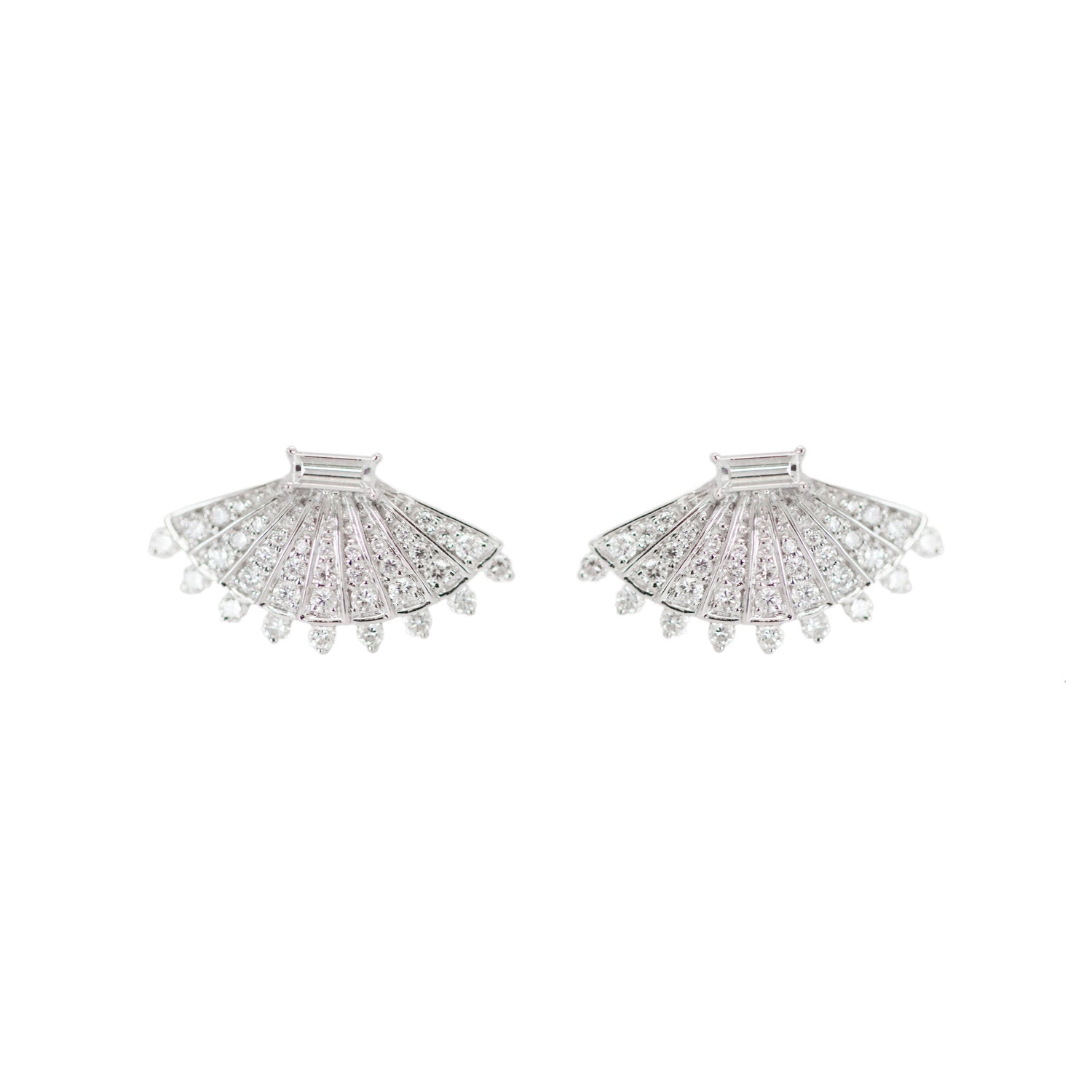 Rounded Fan Diamond Earrings