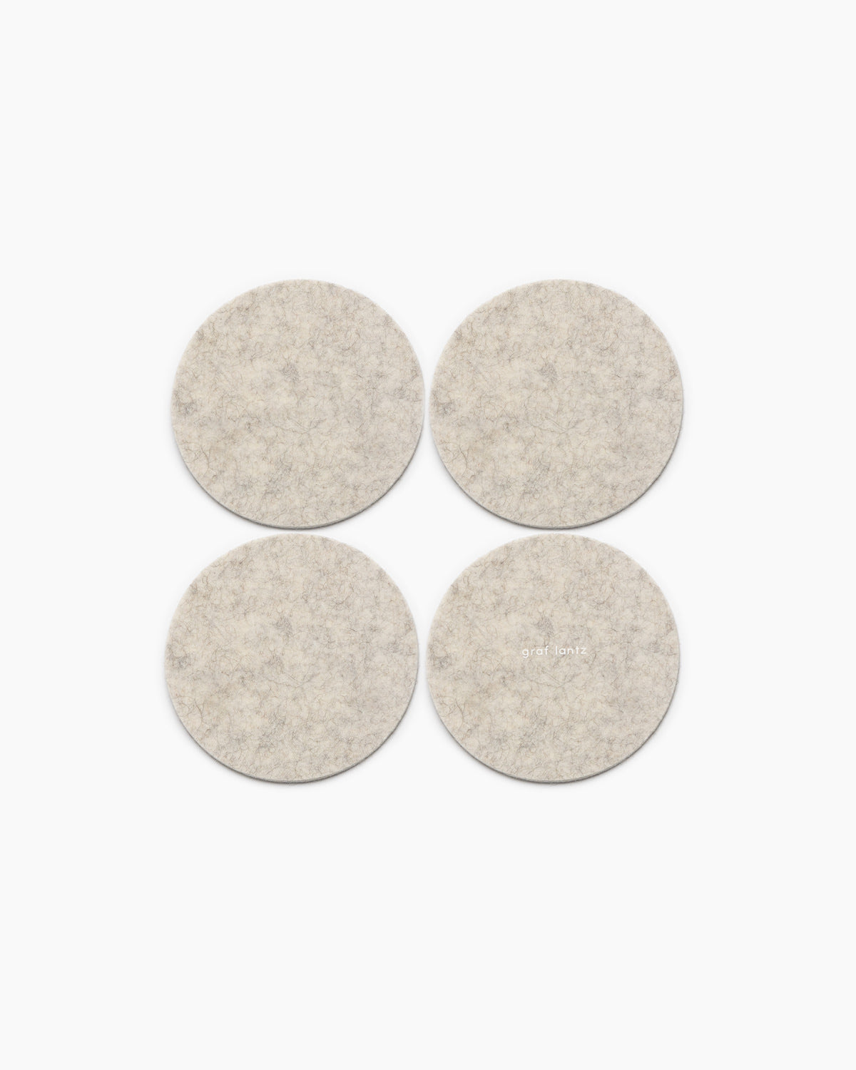 Bierfilzl Merino Wool Felt Round Coaster Solid 4 Pack (Heather White)