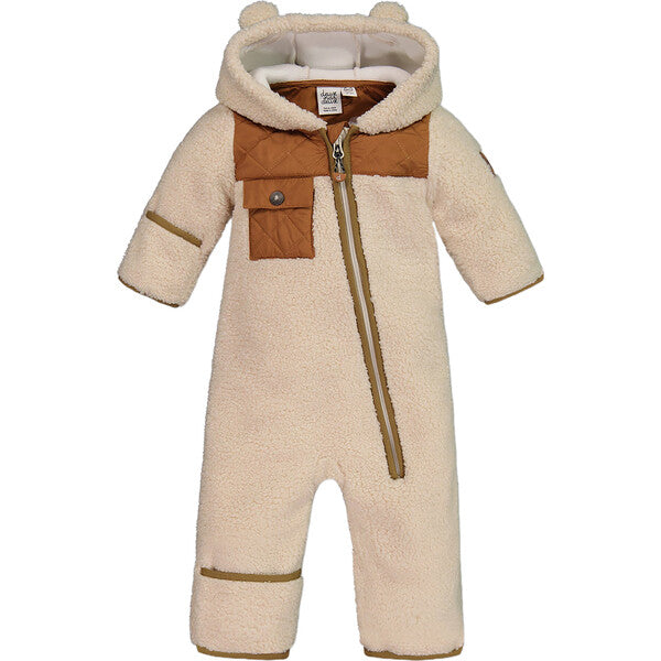 Baby Sherpa One Piece, Off White And Beige - 6m