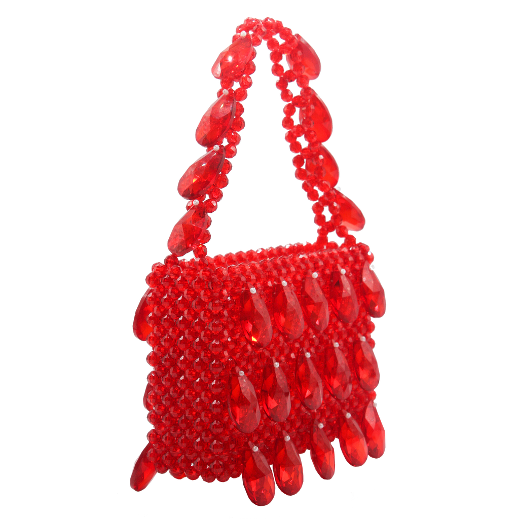 Miu Miu Crystal Embellished Leather and Matelassé Velvet Shoulder Bag Red |  eBay